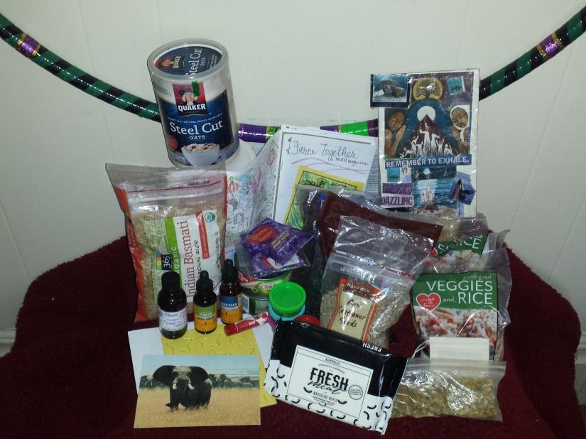 Items of a Care Package. Food, herbal medicine, toys, art, journals, hygiene, and majikal tools.