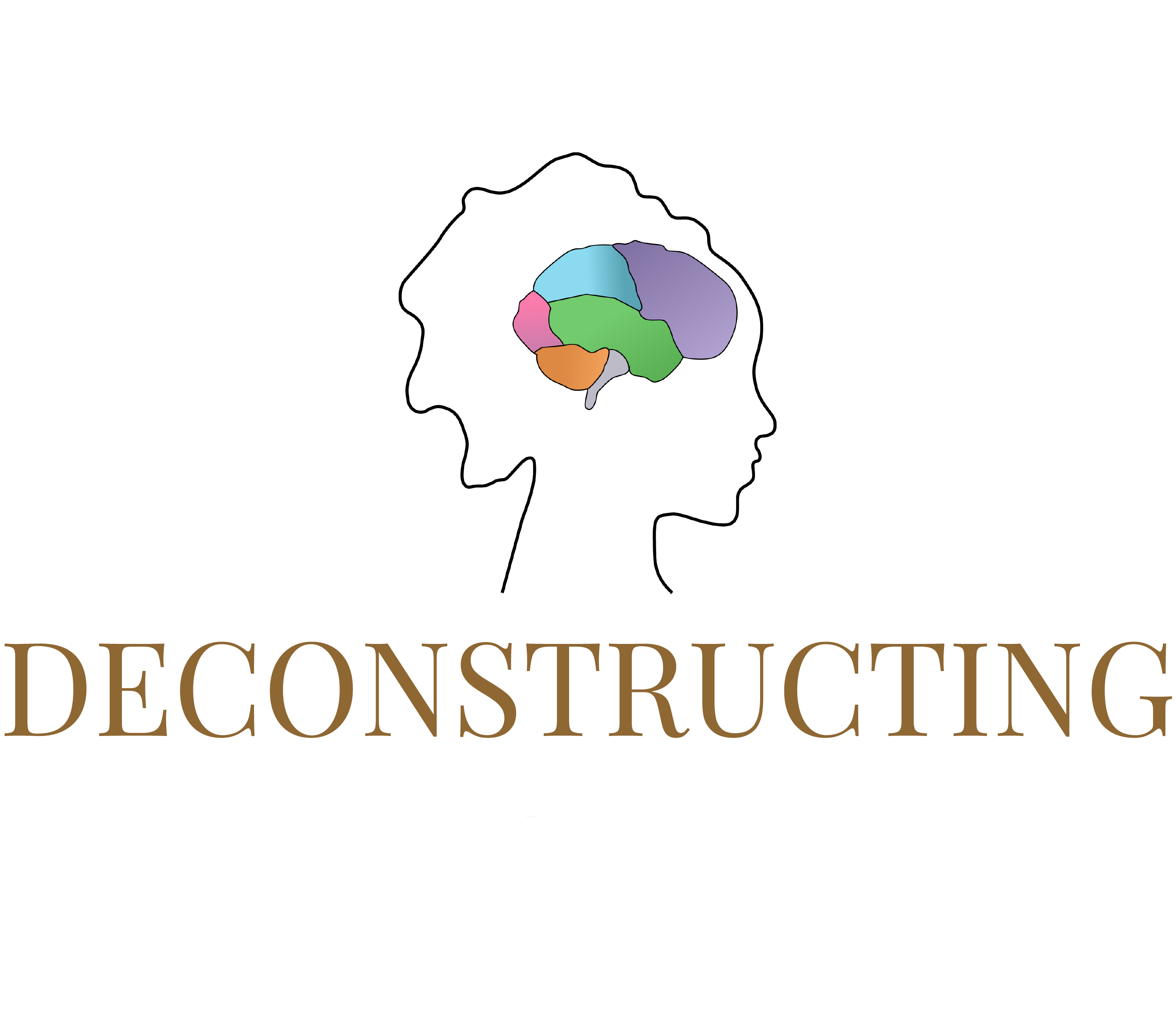 Verified by Deconstructing The Mental Health. An outline of a head with bright colours depicting the parts of the brain. Flanked by two plants.