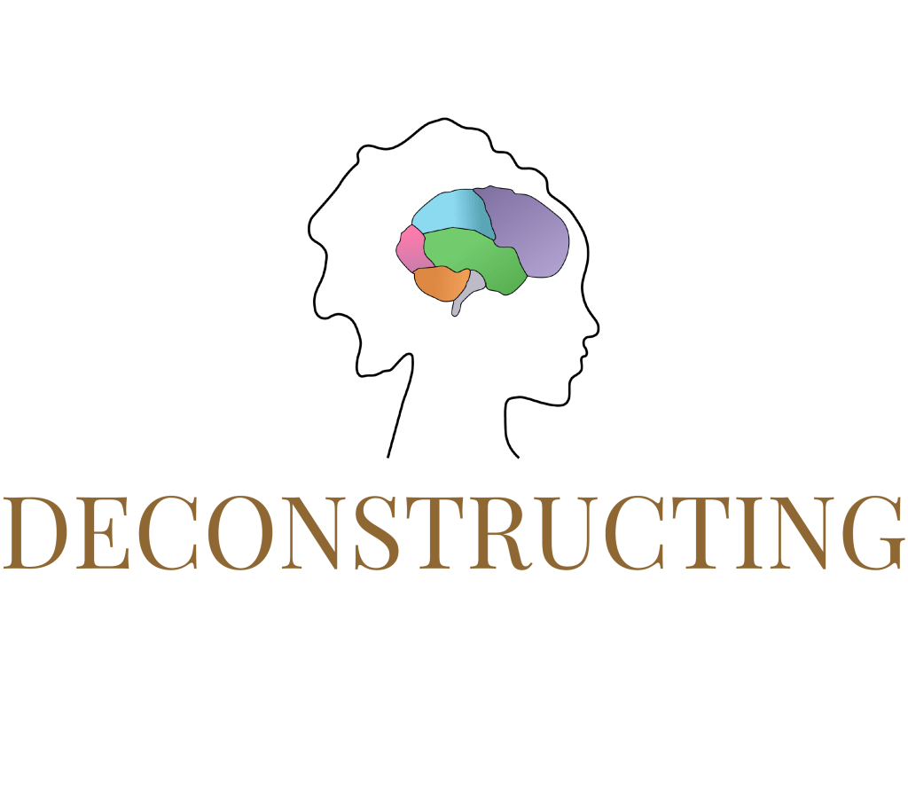 Verified by Deconstructing The Mental Health. An outline of a head with bright colours depicting the parts of the brain. Flanked by two plants.